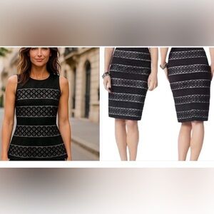 WHBM Black and White Patterned Pencil Skirt and Top Set